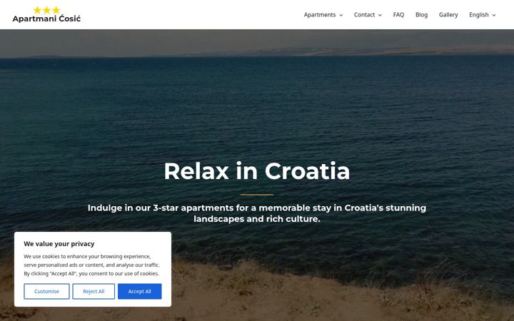 Screenshot of apartmani-cosic.com