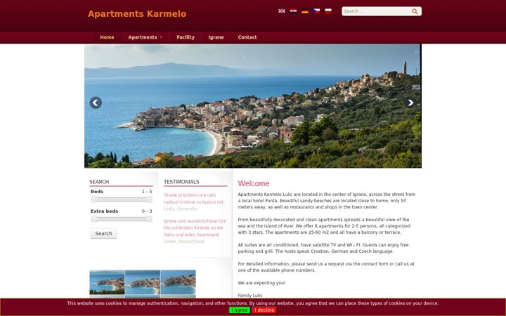 Screenshot of apartmani-karmelo.com