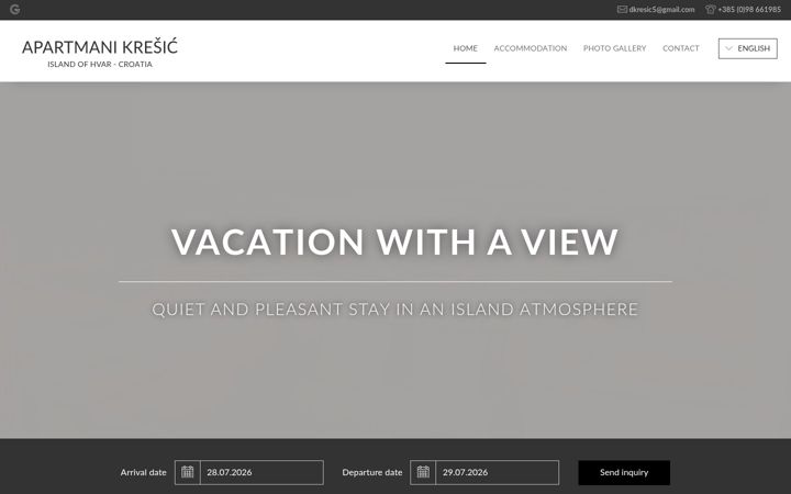 Screenshot of apartmani-kresic-hvar.com