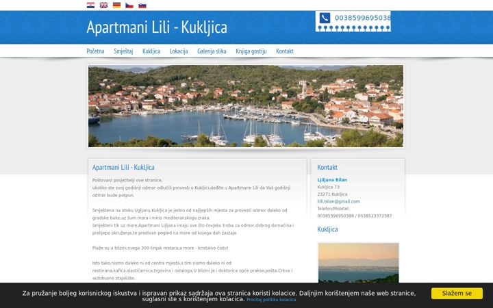 Screenshot of apartmani-ljiljana-kukljica.hr