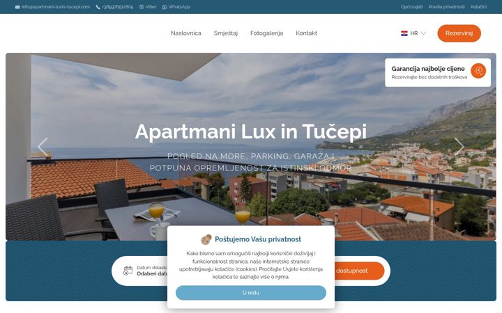 Screenshot of apartmani-luxin-tucepi.com