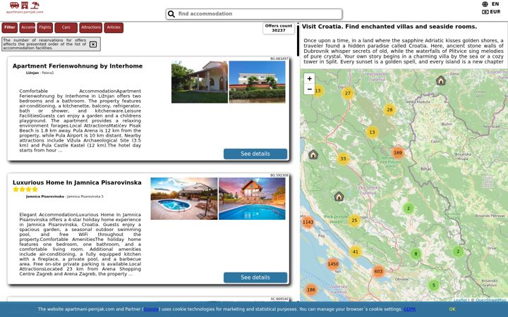 Screenshot of apartmani-pernjak.com