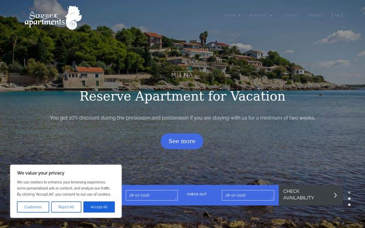 Screenshot of apartmani-surbek.com