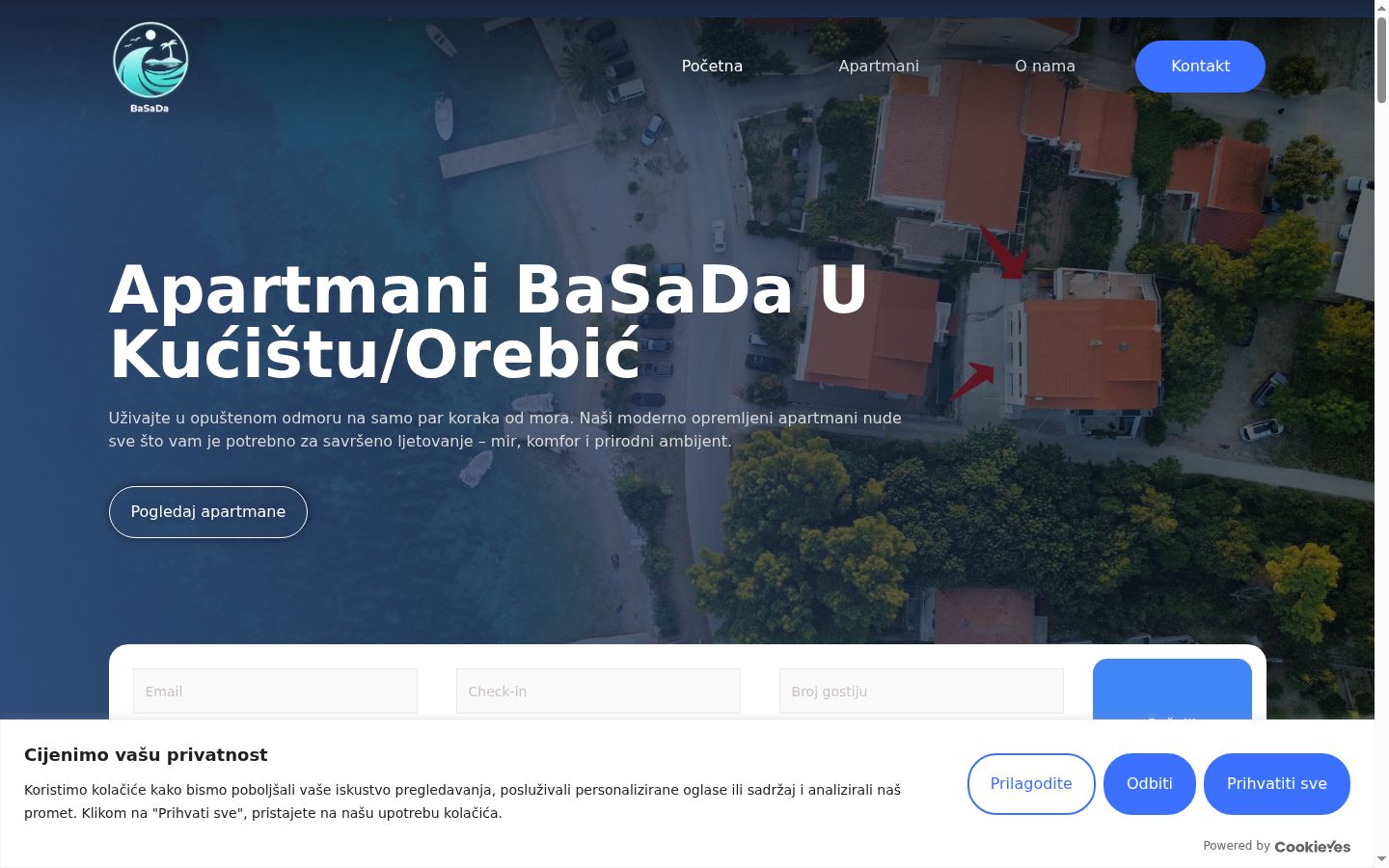 Sutikimo reklamjuostės, rodytos prieš bet kokią sąveiką, ekrano kopija