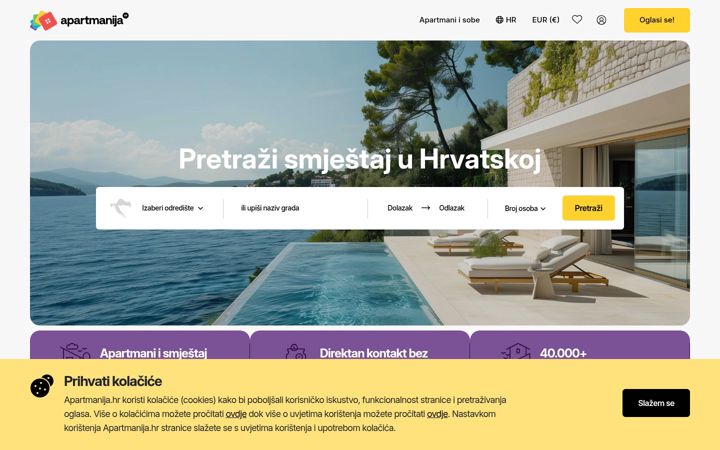 Screenshot of apartmanija.hr