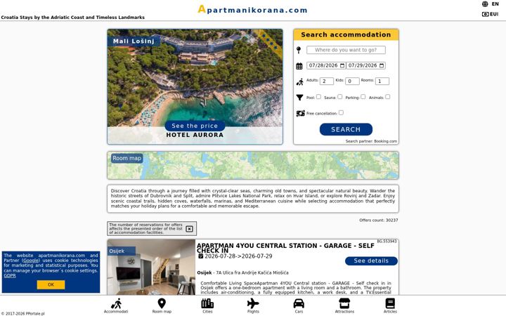 Screenshot of apartmanikorana.com