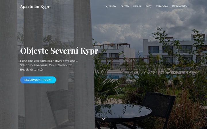Kuvakaappaus sivustosta apartmankypr.cz