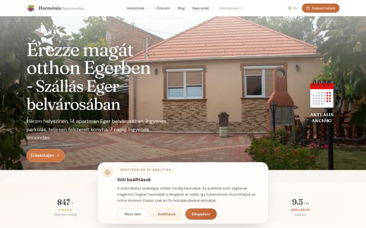 Screenshot of apartmanokeger.com