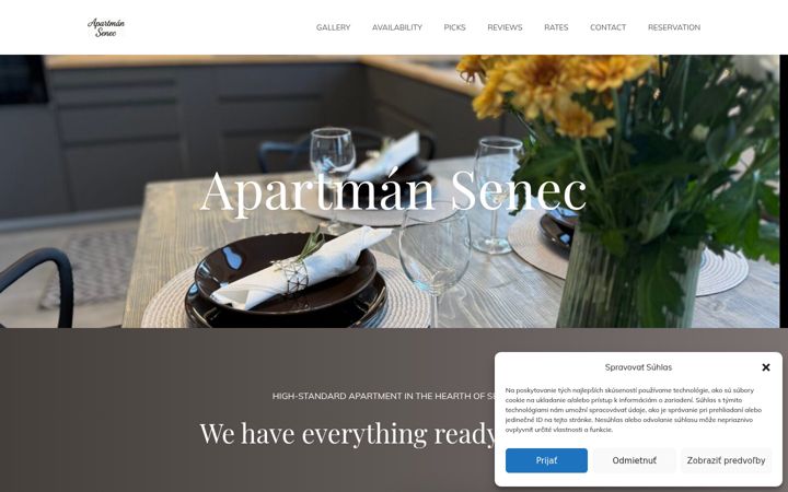 Screenshot of apartmansenec.sk