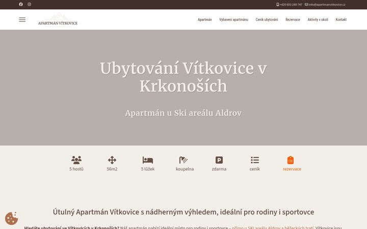 Screenshot ta' apartmanvitkovice.cz