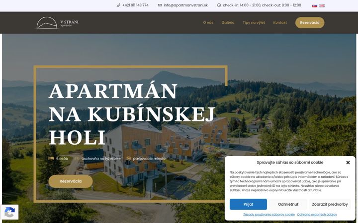 Screenshot ta' apartmanvstrani.sk