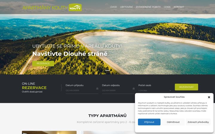 Screenshot ta' apartmany-kouty.cz