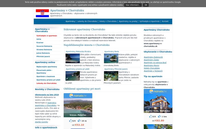 Ekrano kopija apartmany-v-chorvatsku.sk