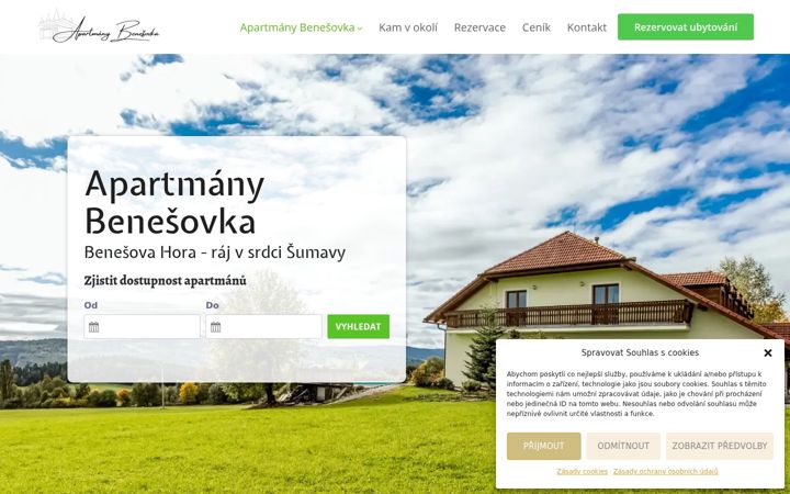 Screenshot of apartmanybenesovka.cz