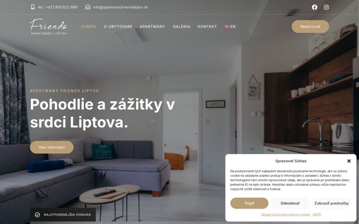 Екранна снимка на apartmanyfriendsliptov.sk