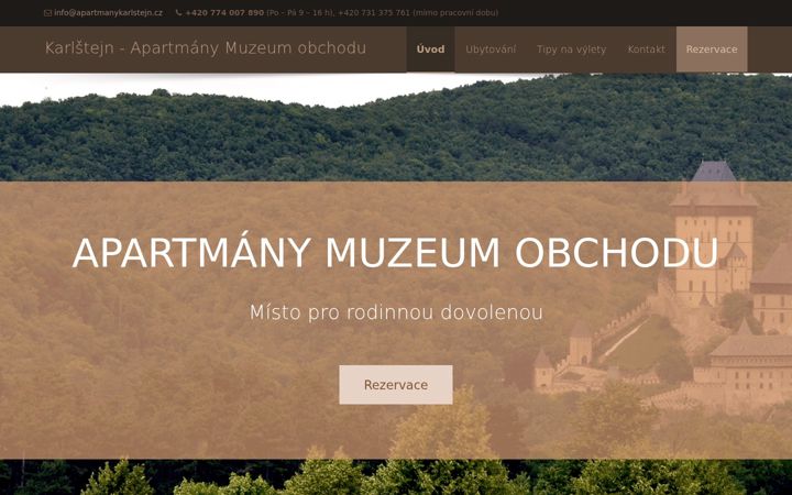 Екранна снимка на apartmanykarlstejn.cz