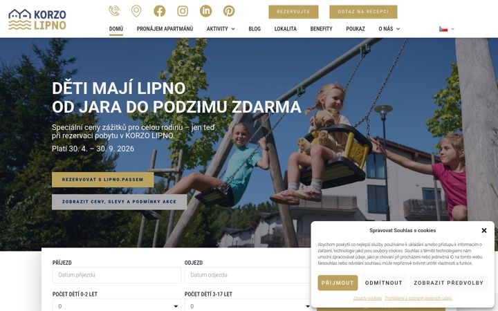 Screenshot of apartmanykorzo.cz