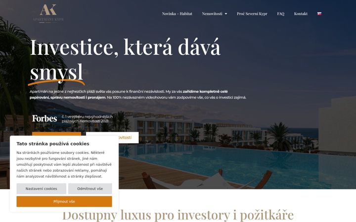 Screenshot of apartmanykypr.cz