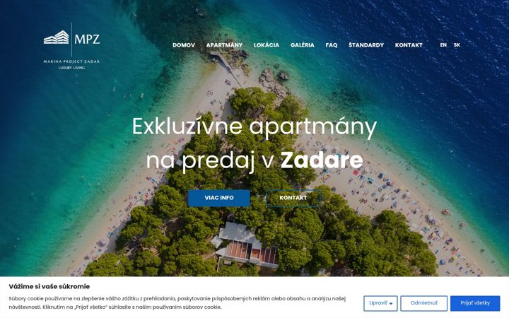Screenshot of apartmanymarinazadar.sk