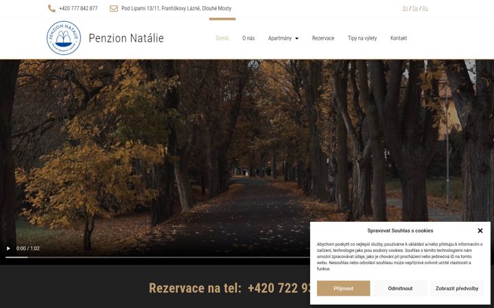 Screenshot of apartmanynatalie.cz