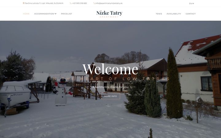 Screenshot of apartmanynizketatry.sk