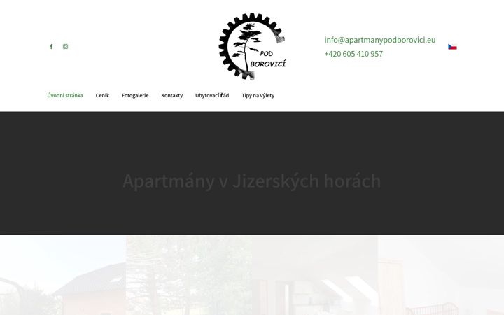 Screenshot of apartmanypodborovici.eu