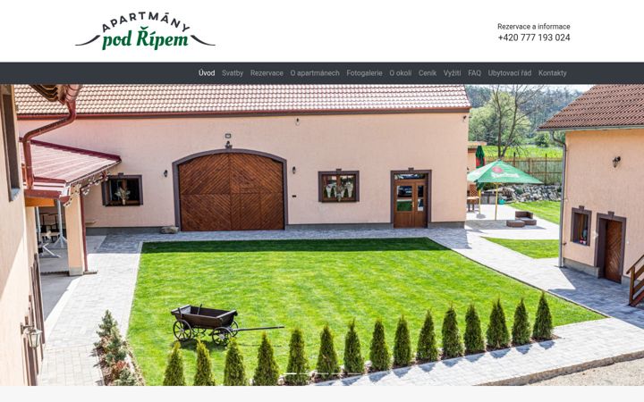 Screenshot of apartmanypodripem.cz