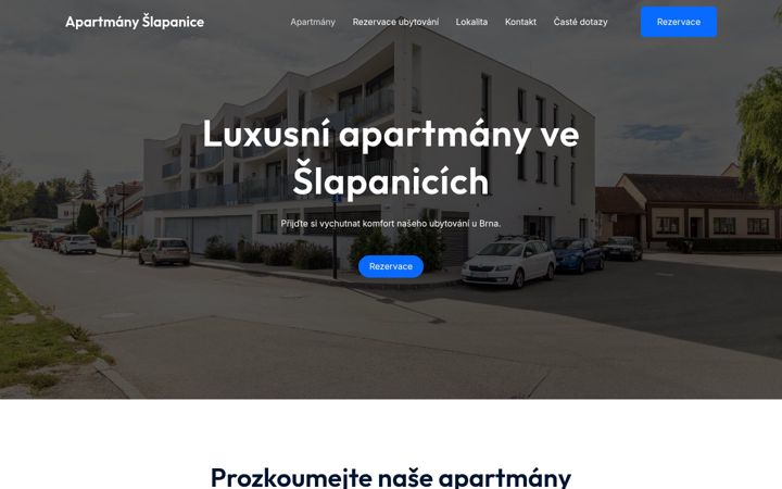 Screenshot ta' apartmanyslapanice.cz