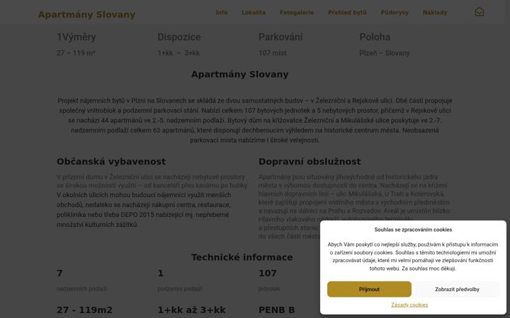 Screenshot ta' apartmanyslovany.cz