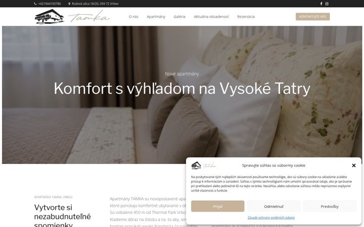 Screenshot of apartmanytamka.sk
