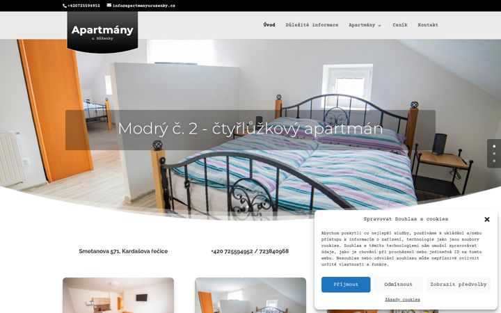 Екранна снимка на apartmanyuruzenky.cz