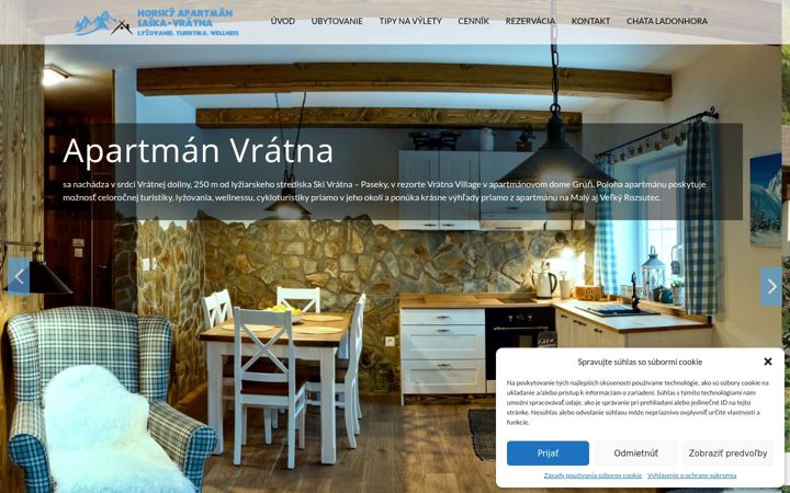 Screenshot of apartmanyvratna.sk