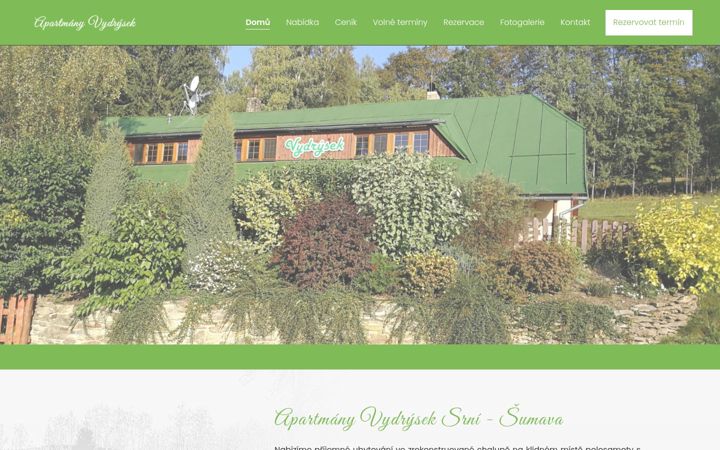 Screenshot of apartmanyvydrysek.cz