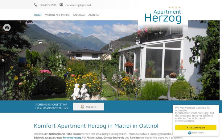 Screenshot of apartment-herzog.at
