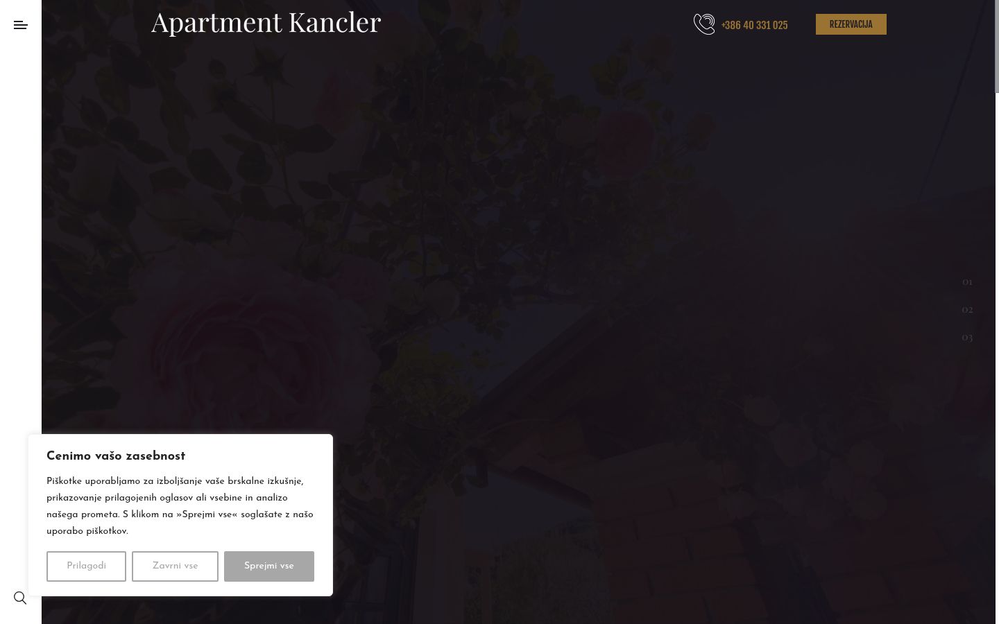 Screenshot del banner di consenso mostrato prima di qualsiasi interazione