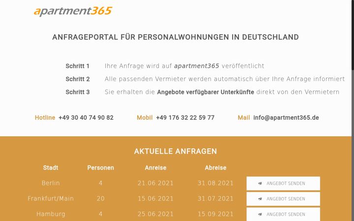 Screenshot of apartment365.de