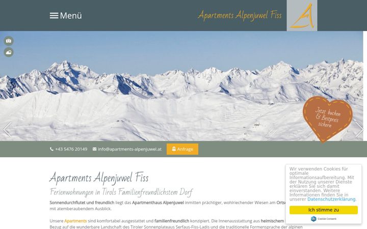 Screenshot of apartments-alpenjuwel.at