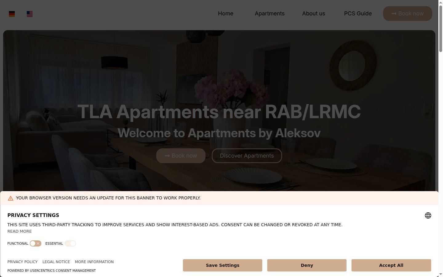 Screenshot of the consent banner shown before any interaction