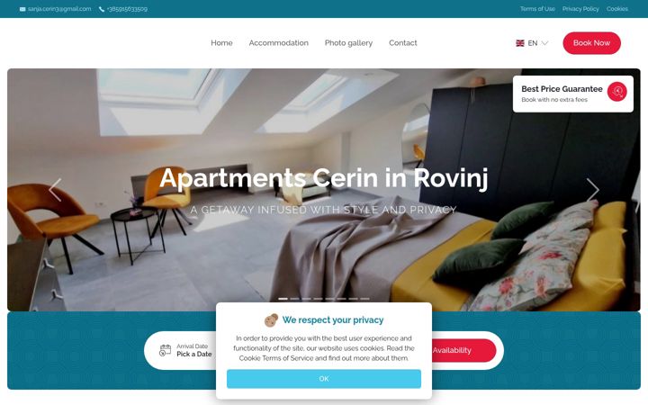 Screenshot of apartments-cerin-rovinj.com