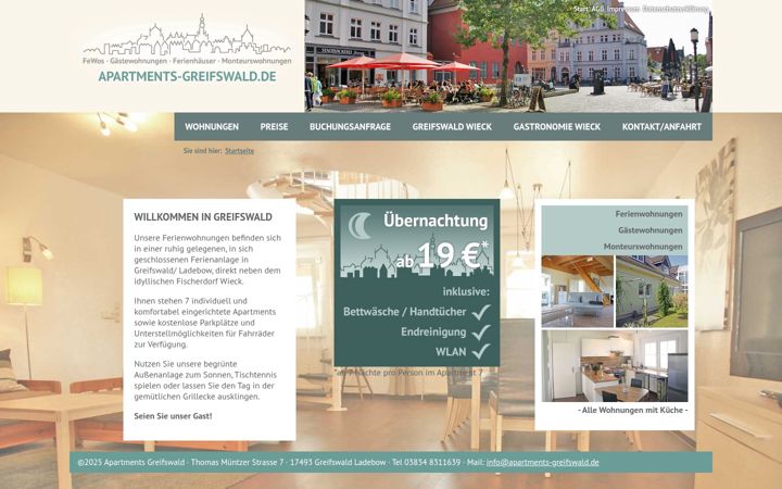Screenshot of apartments-greifswald.de