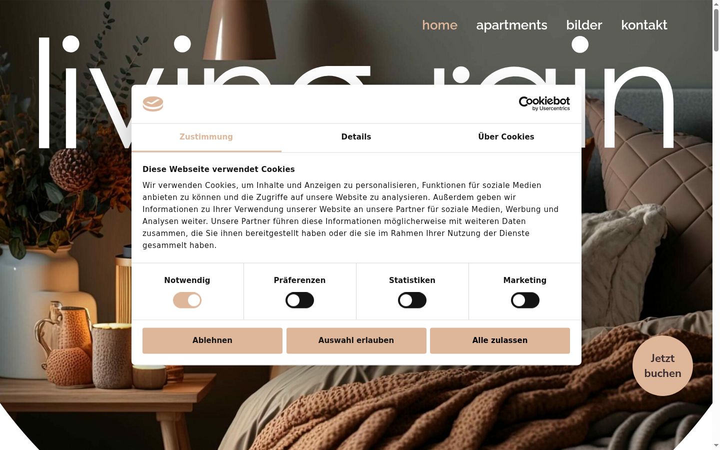 Screenshot del banner di consenso mostrato prima di qualsiasi interazione