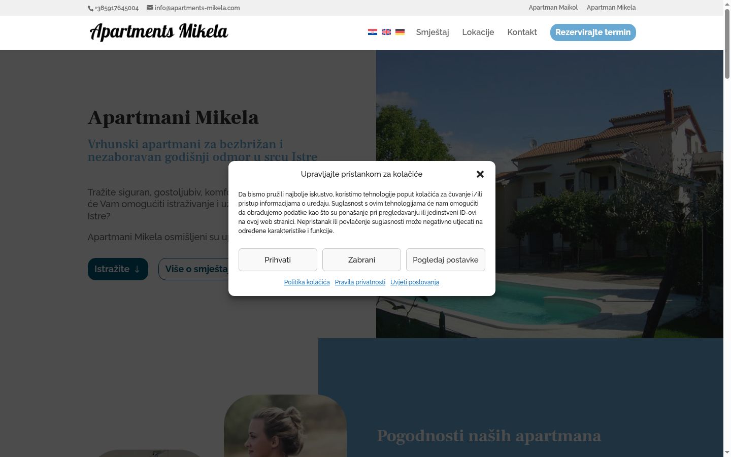 Snímek obrazovky baneru souhlasu zobrazeného před jakoukoli interakcí