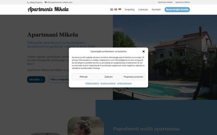 Snímek obrazovky apartments-mikela.com