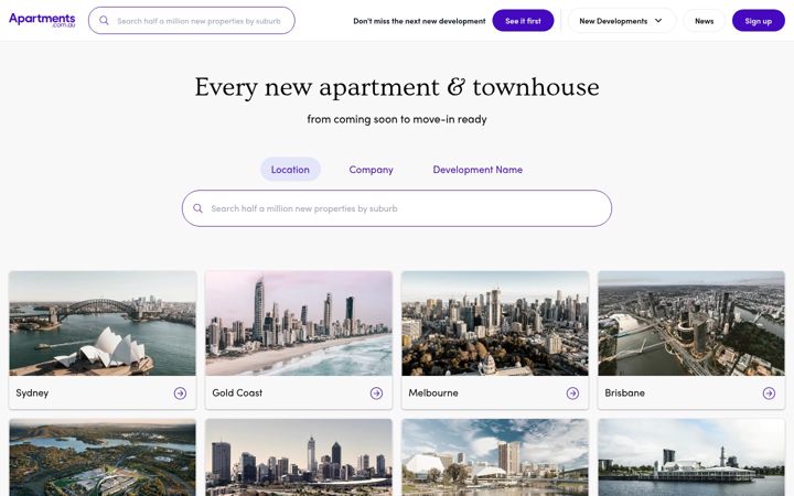 Screenshot of apartments.com.au