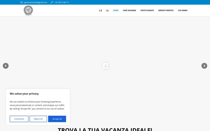 Screenshot ta' apartmentsicily.it