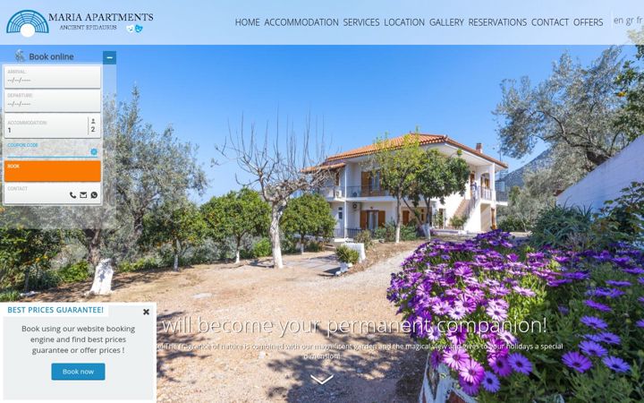 Screenshot of apartmentsmaria-epidavros.com