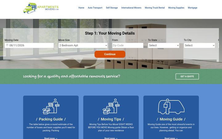 Screenshot of apartmentsmovers.com