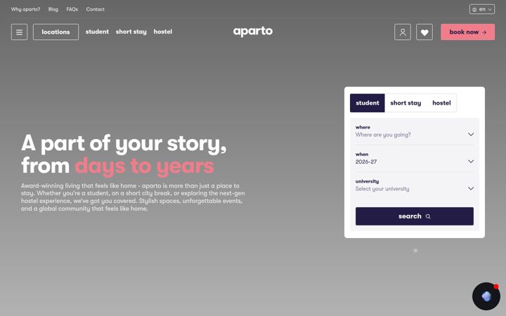 Screenshot of apartostudent.com