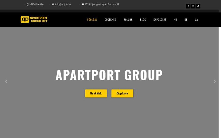 Screenshot ta' apartportgroup.hu