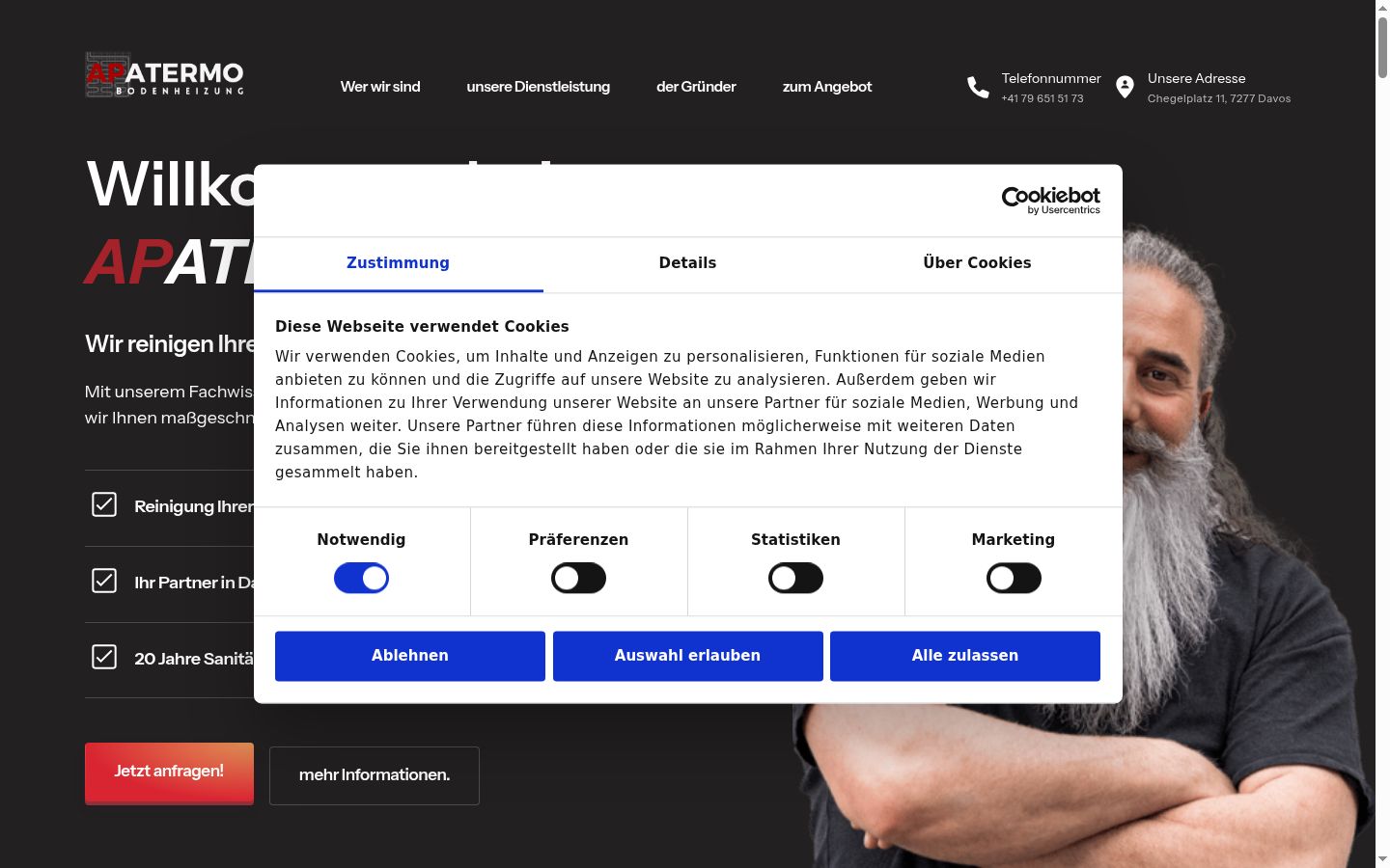 Captura de pantalla del banner de consentimiento mostrado antes de cualquier interacción